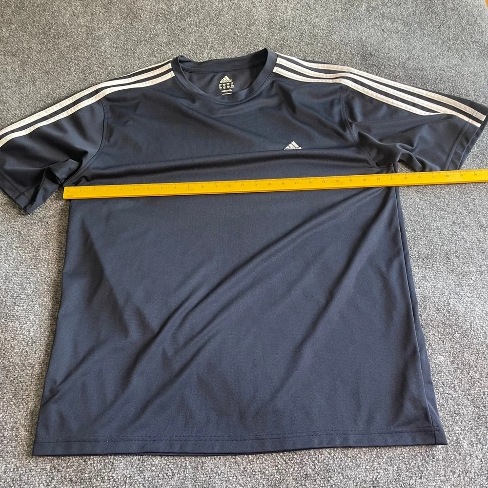 Adidas Active 360 Mens 2XL‎ Navy Blue 3-Stripe Performance Training T-Shirt